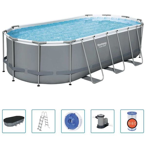 Bestway Power Steel fritst&aring;ende pool 549x274x122 cm oval
