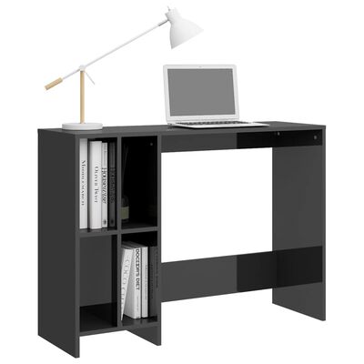 vidaXL skrivebord 102,5x35x75 cm konstrueret træ grå højglans