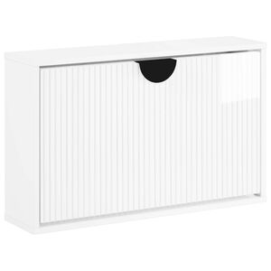 vidaXL Sko skab VENRAY 70 x 17 x 43 cm Konstrueret tr&aelig; Hvid h&oslash;jglans