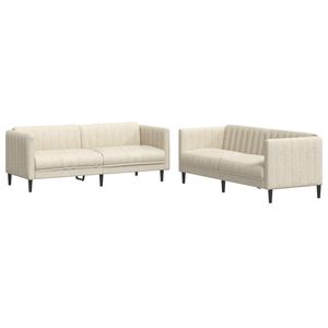 vidaXL sofas&aelig;t 2 dele stof cremefarvet