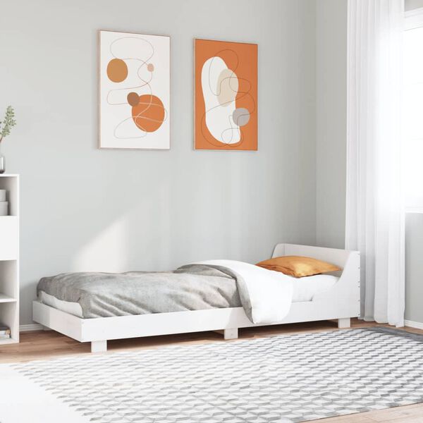 vidaXL sengeramme uden madras 100x200 cm massivt fyrretræ hvid