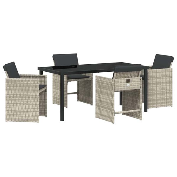 vidaXL Have Spisebordss&aelig;t 5 pcs Lysegr&aring; polyrattan