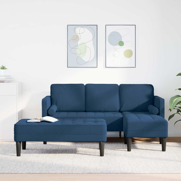 vidaXL Sofa S&aelig;t med pude 2 pcs Bl&aring; Polyester