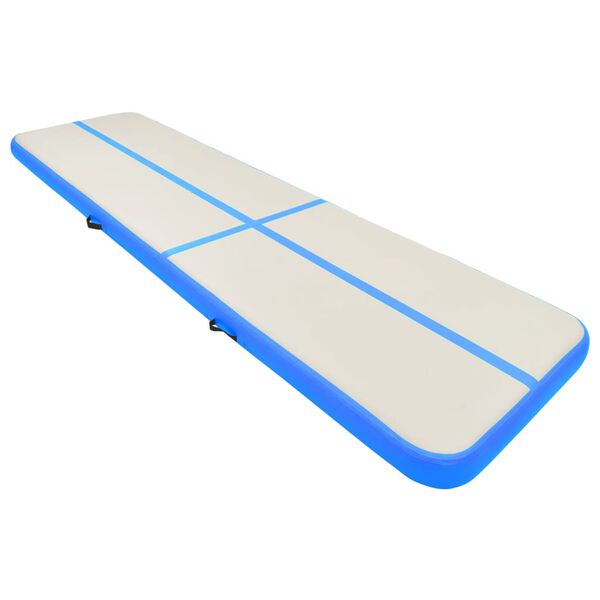 vidaXL oppustelig gymnastikmåtte med pumpe 800x100x20 cm PVC blå