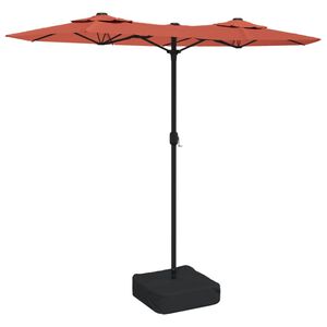 vidaXL parasol m. dobbelt parasoldug og LED-lys 316x145 cm terrakotta