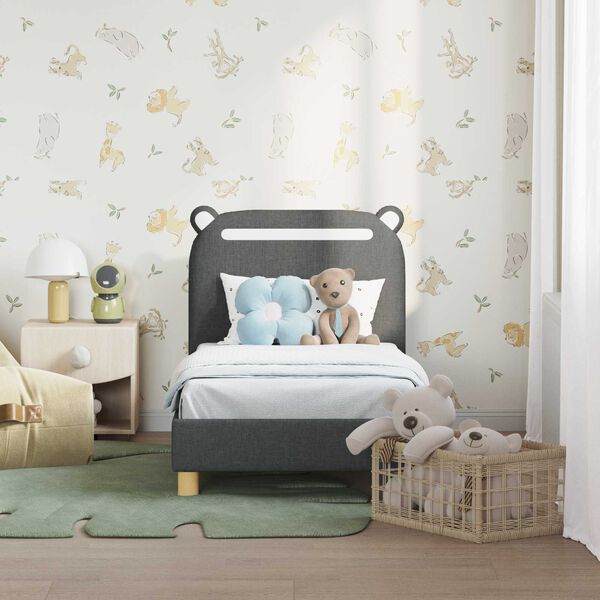 vidaXL Sengestel til tumling med hovedgærde Mørkegrå 70 x 140 cm Stof