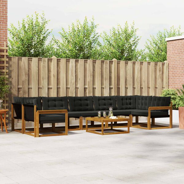 vidaXL Udend&oslash;rs sofagruppe med pude 8 pcs Naturlig og sort