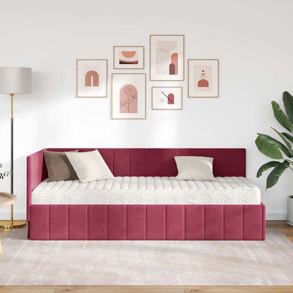 vidaXL Hj&oslash;rnesengramme med Madras med hovedg&aelig;rde 2 pcs Gr&oslash;n Fl&oslash;jl