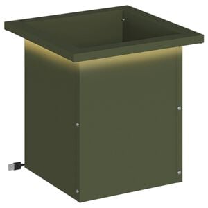 vidaXL Plantekasse med LED Olivengr&oslash;n 30 x 30 x 30 cm St&aring;l