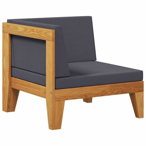 vidaXL modulær hjørnesofa med mørkegrå hynde massivt akacietræ