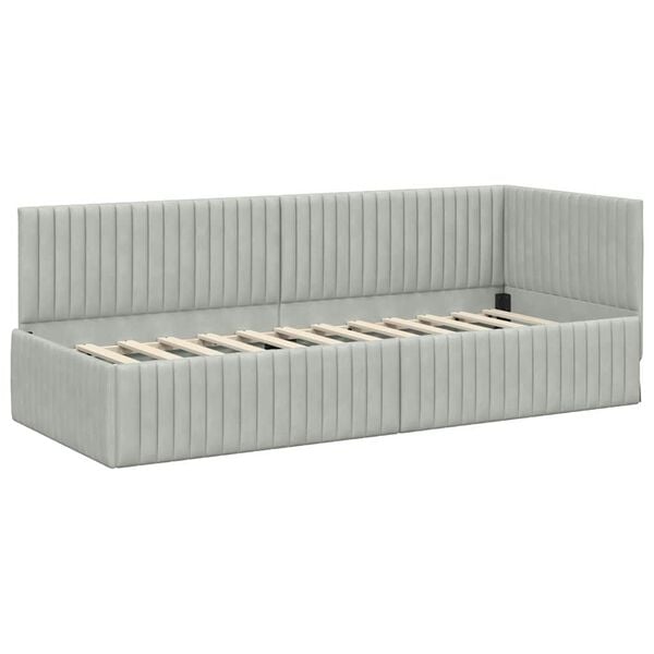 vidaXL Hj&oslash;rnesengramme med hovedg&aelig;rde Lysegr&aring; 80 cm x 200 cm Fl&oslash;jl