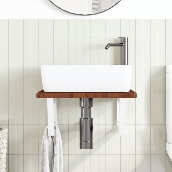 vidaXL badev&aelig;relseshylde st&aring;l og massivt egetr&aelig;