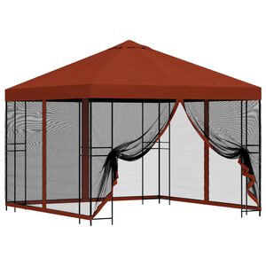 vidaXL Havel&aelig;ger med sidev&aelig;gge 3 x 3 m Terrakotta Polyester og St&aring;l