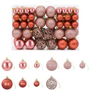 vidaXL julekugler 100 stk. 3 / 4 / 6 cm lyser&oslash;d og rosa