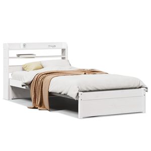 vidaXL sengeramme med sengegavl 75x190 cm massivt fyrretr&aelig; hvid