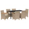 vidaXL Have Spisebordss&aelig;t 7 stk. Beige polyrattan