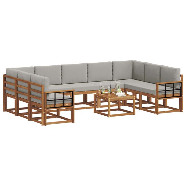 vidaXL Udend&oslash;rs sofagruppe med pude 10 pcs Naturlig og Lys Gr&aring;