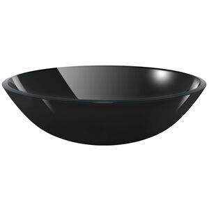 vidaXL h&aring;ndvask i h&aelig;rdet glas 42 cm sort
