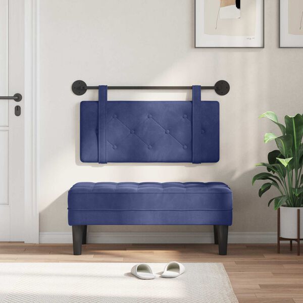 vidaXL H&aelig;ngende Hovedgavl V&aelig;gmonteret Politi bl&aring; 90 x 55 x 5 cm Fl&oslash;jl