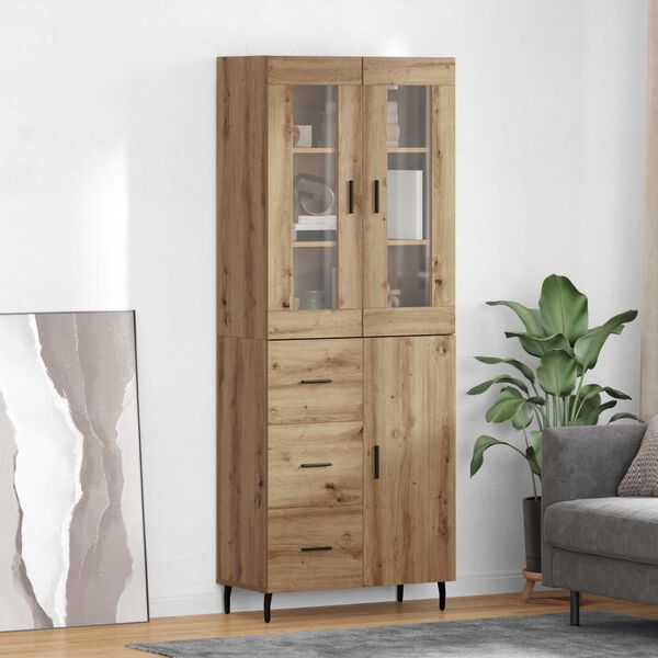 vidaXL Highboard med skuffe 2 pcs Artisan Egetr&aelig; Konstrueret tr&aelig;