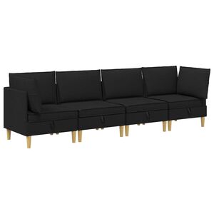 vidaXL Modulsofa s&aelig;t med opbevaring 4 stk. Sort Stof