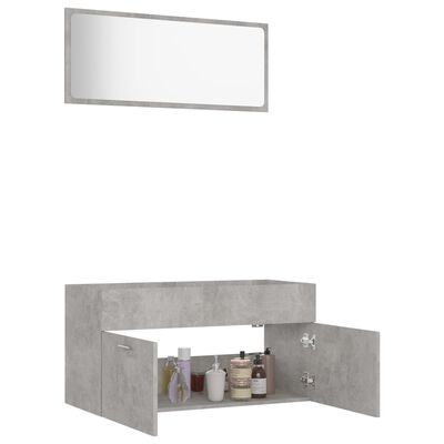 vidaXL badeværelsesmøbelsæt 2 dele spånplade betongrå