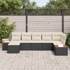 vidaXL Havesofa Sæt med pude 7 pcs Sort polyrattan