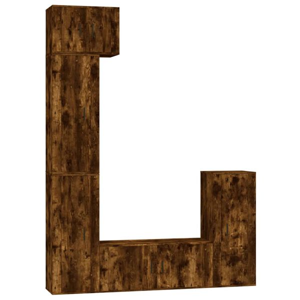 vidaXL tv-skabss&aelig;t 5 dele konstrueret tr&aelig; r&oslash;get egetr&aelig;sfarve