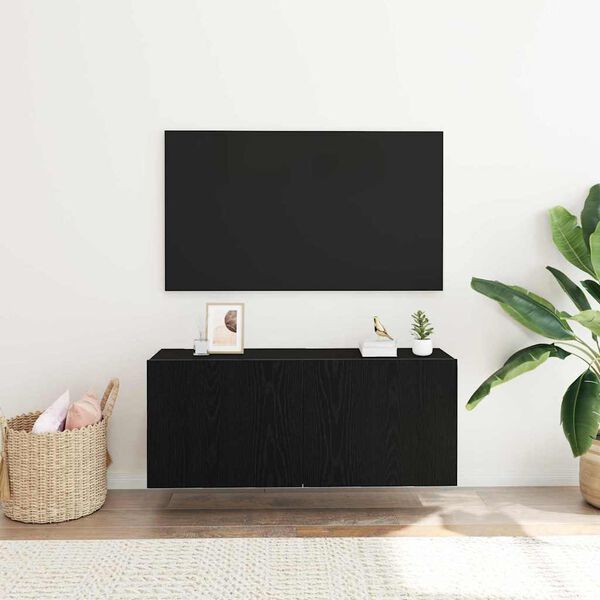 vidaXL TV-møbelsæt Sort eg 100 x 30 x 41 cm Konstrueret træ
