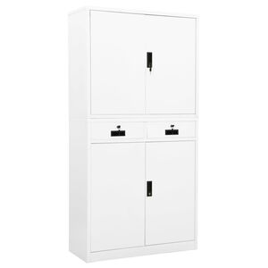vidaXL kontorskab 90x40x180 cm st&aring;l hvid