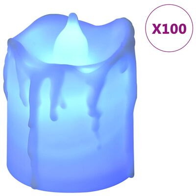 vidaXL LED-fyrfadslys 100 stk. farverigt lys