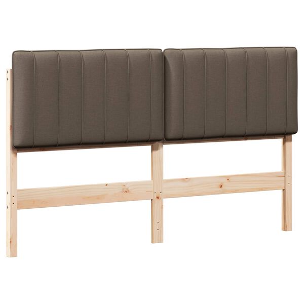 vidaXL Polstret sengegavl Brun og Taupe 150 cm Massiv fyrretr&aelig;