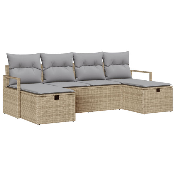 vidaXL Sofa Sæt med pude 6 pcs Beige og lys grå polyrattan