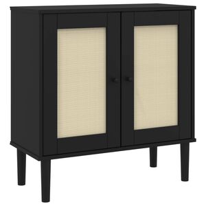vidaXL sk&aelig;nk SENJA 80x35x80 cm rattan-look massivt fyrretr&aelig; sort