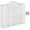 vidaXL buede gabionkurve 5 stk. 200x50x160/180 cm galvaniseret jern