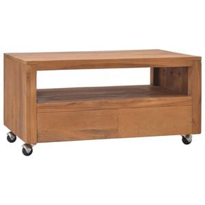 vidaXL tv-skab med hjul 80x50x42 cm massivt teaktr&aelig;