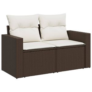 vidaXL 2-personers havesofa med hynder polyrattan brun