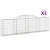 vidaXL buede gabionkurve 3 stk. 300x30x80/100 cm galvaniseret jern