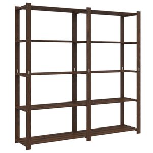 vidaXL opbevaringsreol 5 hylder 170x38x170 cm massivt fyrretr&aelig; brun