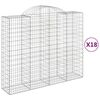 vidaXL buede gabionkurve 18 stk. 200x50x160/180 cm galvaniseret jern