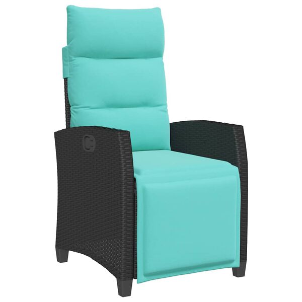 vidaXL havestol med l&aelig;nefunktion og sidebord polyrattan sort