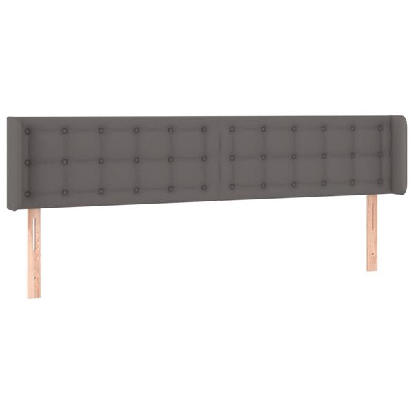 vidaXL sengegavl med kanter 203x16x78/88 cm kunstl&aelig;der gr&aring;