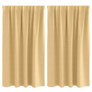 vidaXL M&oslash;rkl&aelig;gningsgardiner med ringe 2 pcs Beige 140 x 140 cm