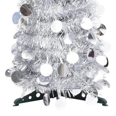 vidaXL kunstigt pop op-juletræ 120 cm PET sølvfarvet