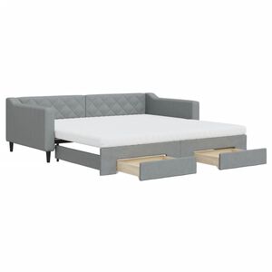 vidaXL daybed med udtr&aelig;k og skuffer 100x200 cm stof lysegr&aring;