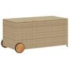vidaXL opbevaringsboks med hjul 190 l polyrattan beige
