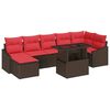 vidaXL Havesofa S&aelig;t 8 stk. Brun og R&oslash;d polyrattan