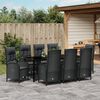 vidaXL Have Spisebordss&aelig;t med pude 9 pcs Sort polyrattan