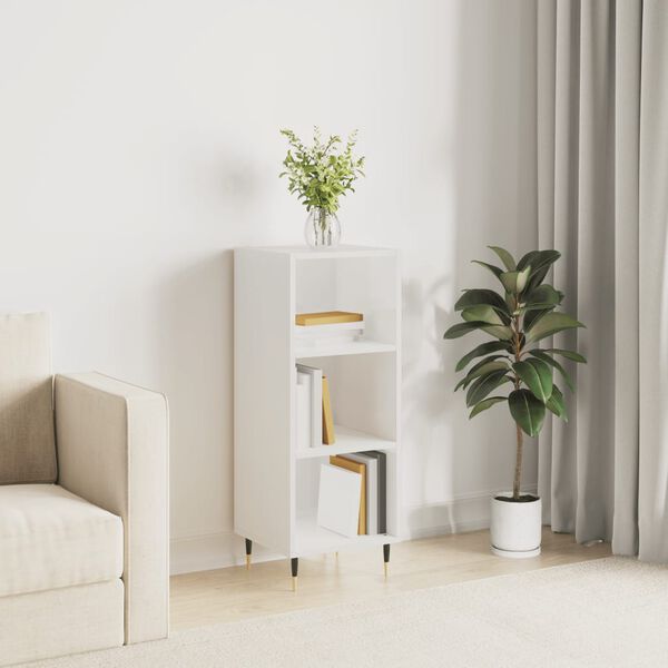 vidaXL skænk 34,5x32,5x90 cm konstrueret træ hvid højglans