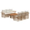 vidaXL Havesofa S&aelig;t 7 stk. Naturlig og Creme Hvid polyrattan